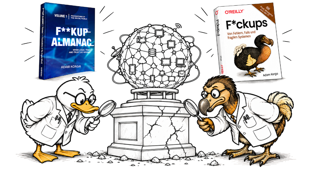 Fuckup Almanac Vol. 1 is out in German, with localized jokes, new footnotes, and a dodo instead of a duck. To celebrate, here's the explainer about the day the watchdogs went rogue. In English. Relax.